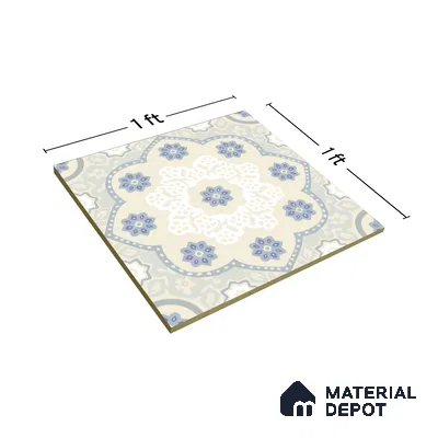 Moroccan Floor & Wall Tile TL 05062 Morissa Light Beige Floral 1 ft x 1 ft Ceramic Matte Finish - 8 mm | Suitable for Bathroom, Kitchen,  Balcony | Please Expect a Slight Variation of Pattern (Sample)