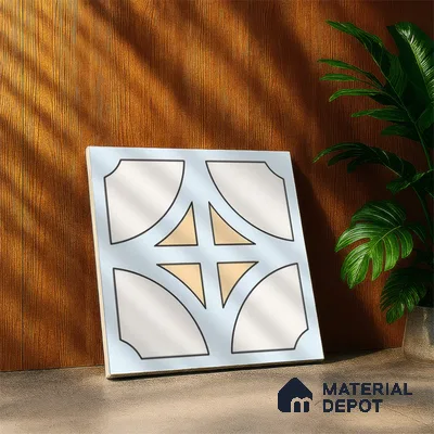 Moroccan Floor & Wall Tile TL 05084 Morissa Light Blue Cross 1 ft x 1 ft Ceramic Matte Finish - 9 mm | Suitable for Bathroom, Kitchen,  Balcony | Please Expect a Slight Variation of Pattern (Sample)