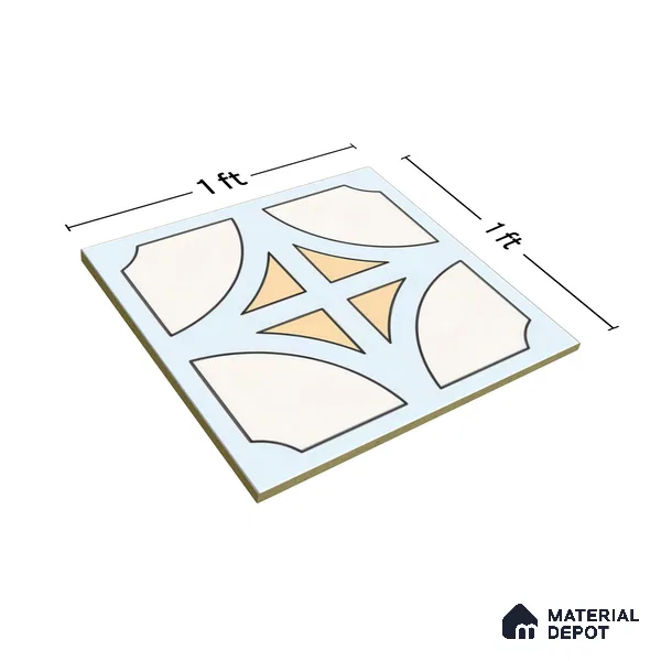 Moroccan Floor & Wall Tile TL 05084 Morissa Light Blue Cross 1 ft x 1 ft Ceramic Matte Finish - 9 mm | Suitable for Bathroom, Kitchen,  Balcony | Please Expect a Slight Variation of Pattern (Sample)