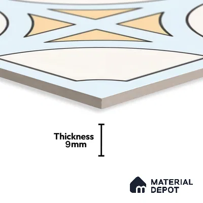 Moroccan Floor & Wall Tile TL 05084 Morissa Light Blue Cross 1 ft x 1 ft Ceramic Matte Finish - 9 mm | Suitable for Bathroom, Kitchen,  Balcony | Please Expect a Slight Variation of Pattern (Sample)