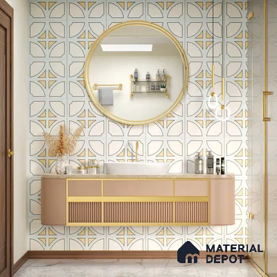 Moroccan Floor & Wall Tile TL 05084 Morissa Light Blue Cross 1 ft x 1 ft Ceramic Matte Finish - 9 mm | Suitable for Bathroom, Kitchen,  Balcony | Please Expect a Slight Variation of Pattern (Sample)