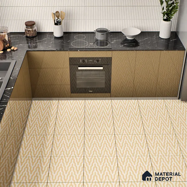 Moroccan Floor & Wall Tile TL 05087 B Bauhaus Ivory Sunset 1 ft x 1 ft Ceramic Matte Finish - 9 mm | Suitable for Bathroom, Kitchen,  Balcony | Please Expect a Slight Variation of Pattern