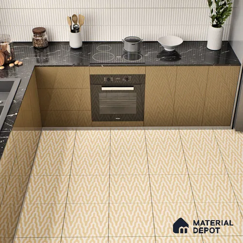 Moroccan Floor & Wall Tile TL 05087 B Bauhaus Ivory Sunset 1 ft x 1 ft Ceramic Matte Finish - 9 mm | Suitable for Bathroom, Kitchen, Basin Area | Please Expect a Slight Variation of Pattern