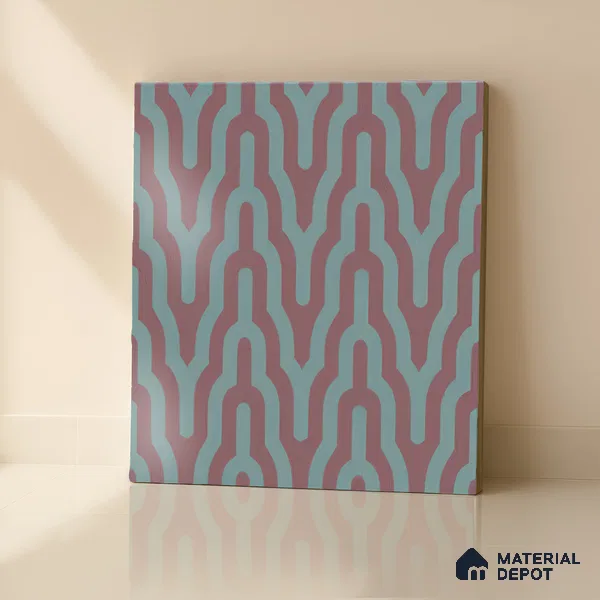Moroccan Floor & Wall Tile TL 05087 Bauhaus Maroon Tide 1 ft x 1 ft Ceramic Matte Finish - 9 mm | Suitable for Bathroom, Kitchen,  Balcony | Please Expect a Slight Variation of Pattern (Sample)