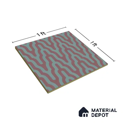 Moroccan Floor & Wall Tile TL 05087 Bauhaus Maroon Tide 1 ft x 1 ft Ceramic Matte Finish - 9 mm | Suitable for Bathroom, Kitchen,  Balcony | Please Expect a Slight Variation of Pattern (Sample)
