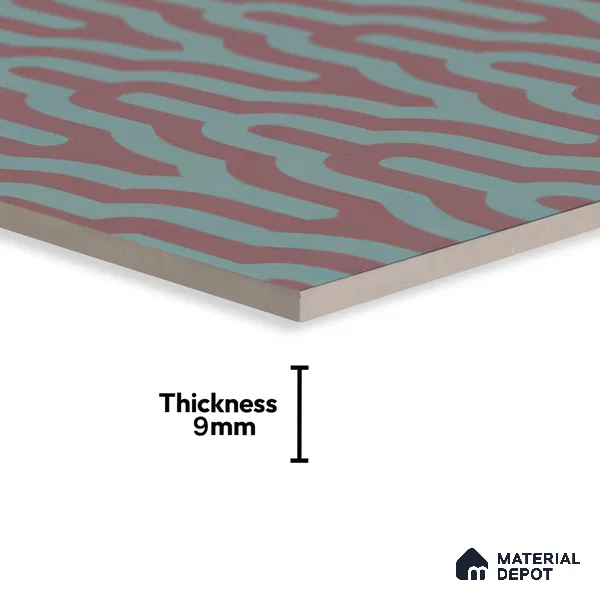 Moroccan Floor & Wall Tile TL 05087 Bauhaus Maroon Tide 1 ft x 1 ft Ceramic Matte Finish - 9 mm | Suitable for Bathroom, Kitchen,  Balcony | Please Expect a Slight Variation of Pattern (Sample)