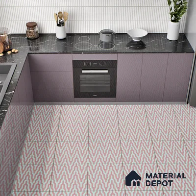Moroccan Floor & Wall Tile TL 05087 Bauhaus Maroon Tide 1 ft x 1 ft Ceramic Matte Finish - 9 mm | Suitable for Bathroom, Kitchen,  Balcony | Please Expect a Slight Variation of Pattern (Sample)