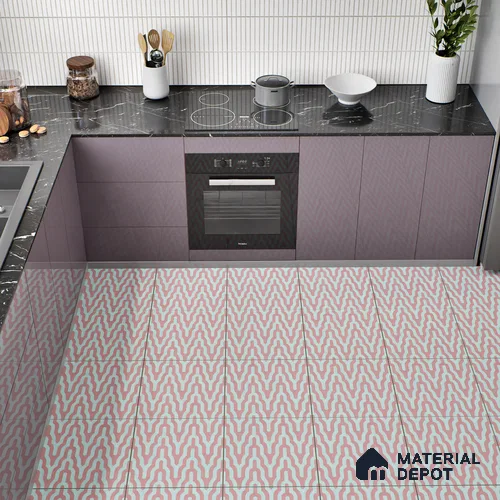 Moroccan Floor & Wall Tile TL 05087 Bauhaus Maroon Tide 1 ft x 1 ft Ceramic Matte Finish - 9 mm | Suitable for Bathroom, Kitchen, Basin Area | Please Expect a Slight Variation of Pattern