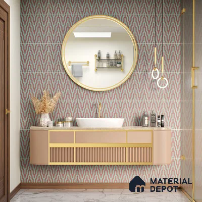 Moroccan Floor & Wall Tile TL 05087 Bauhaus Maroon Tide 1 ft x 1 ft Ceramic Matte Finish - 9 mm | Suitable for Bathroom, Kitchen,  Balcony | Please Expect a Slight Variation of Pattern (Sample)