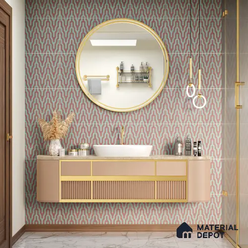 Moroccan Floor & Wall Tile TL 05087 Bauhaus Maroon Tide 1 ft x 1 ft Ceramic Matte Finish - 9 mm | Suitable for Bathroom, Kitchen,  Balcony | Please Expect a Slight Variation of Pattern