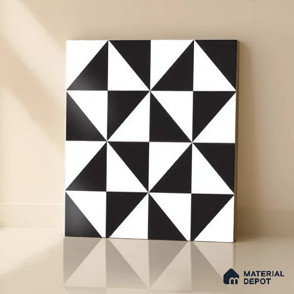 Moroccan Floor & Wall Tile TL 05046 Morissa Medina Monochrome 1 ft x 1 ft Ceramic Matte Finish - 7.5 mm | Suitable for Bathroom, Kitchen, Balcony (Sample)