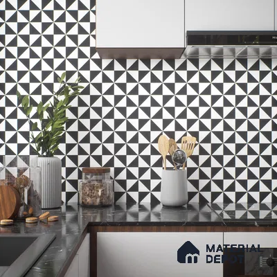 Moroccan Floor & Wall Tile TL 05046 Morissa Medina Monochrome 1 ft x 1 ft Ceramic Matte Finish - 7.5 mm | Suitable for Bathroom, Kitchen, Balcony (Sample)