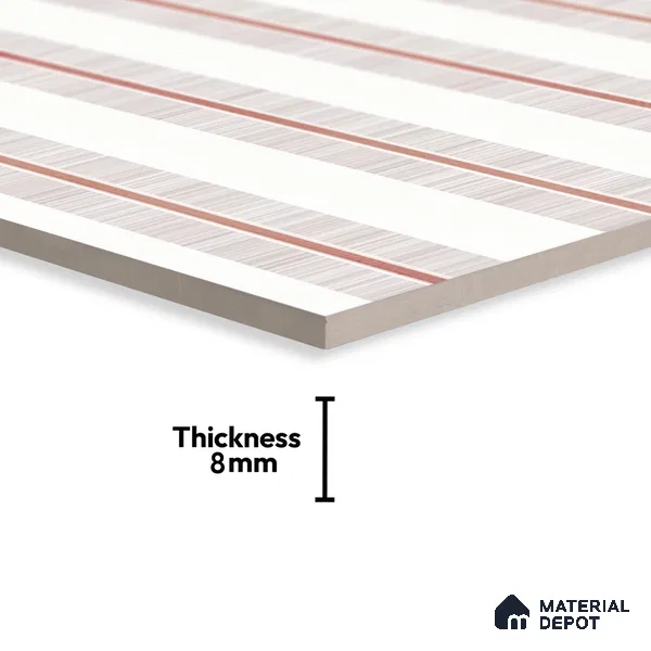 Moroccan Floor & Wall Tile TL 05056 Morissa Metallic Bronze Line 1 ft x 1 ft Ceramic Matte Finish - 8 mm | Suitable for Bathroom, Kitchen, Basin Area | Please Expect a Slight Variation of Pattern