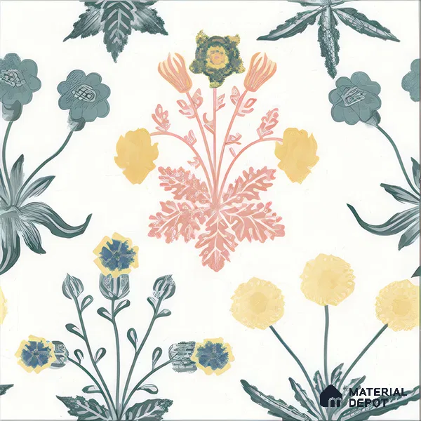 Floral Wall Tile TL 05088 Morissa Mint Frost 1 ft x 1 ft Ceramic Matte Finish - 9 mm | Suitable for Bathroom, Kitchen & Balcony | Please Expect a Slight Variation of Pattern (Sample)