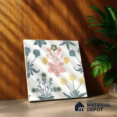 Floral Wall Tile TL 05088 Morissa Mint Frost 1 ft x 1 ft Ceramic Matte Finish - 9 mm | Suitable for Bathroom, Kitchen & Balcony | Please Expect a Slight Variation of Pattern (Sample)
