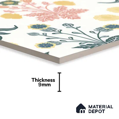 Floral Wall Tile TL 05088 Morissa Mint Frost 1 ft x 1 ft Ceramic Matte Finish - 9 mm | Suitable for Bathroom, Kitchen & Balcony | Please Expect a Slight Variation of Pattern (Sample)