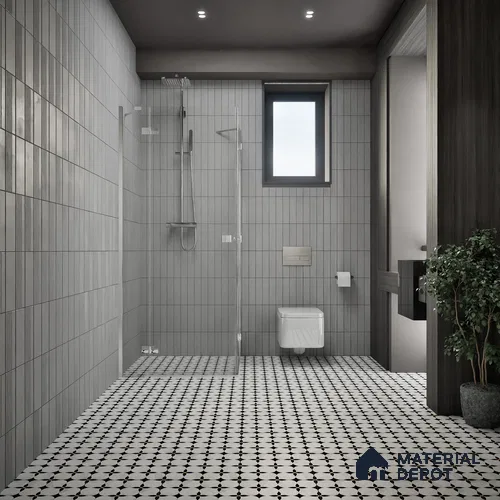 Moroccan Floor & Wall Tile TL 05058 Morissa Monochrome Floral Petal 1 ft x 1 ft Ceramic Matte Finish - 8 mm | Suitable for Bathroom, Kitchen, Balcony | Please Expect a Slight Variation of Pattern
