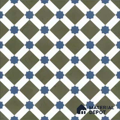 Moroccan Floor & Wall Tile TL 05047 Morissa Olive Star Mosaic 1 ft x 1 ft Ceramic Matte Finish - 7.5 mm | Suitable for Bathroom, Kitchen, Balcony | Please Expect a Slight Variation of Pattern