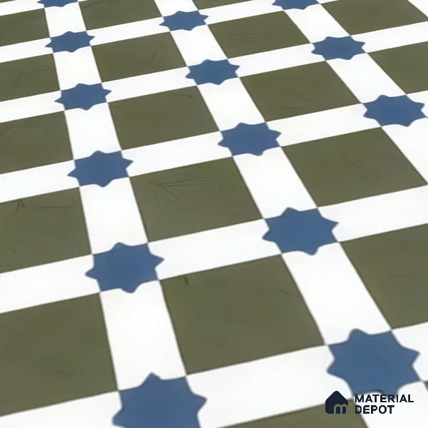 Moroccan Floor & Wall Tile TL 05047 Morissa Olive Star Mosaic 1 ft x 1 ft Ceramic Matte Finish - 7.5 mm | Suitable for Bathroom, Kitchen, Balcony | Please Expect a Slight Variation of Pattern