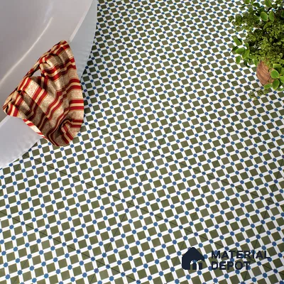 Moroccan Floor & Wall Tile TL 05047 Morissa Olive Star Mosaic 1 ft x 1 ft Ceramic Matte Finish - 7.5 mm | Suitable for Bathroom, Kitchen, Balcony | Please Expect a Slight Variation of Pattern