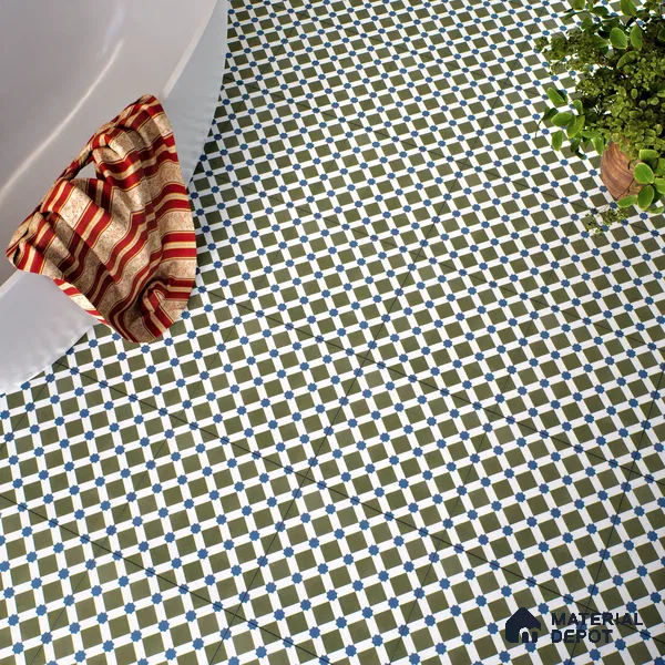 Moroccan Floor & Wall Tile TL 05047 Morissa Olive Star Mosaic 1 ft x 1 ft Ceramic Matte Finish - 7.5 mm | Suitable for Bathroom, Kitchen, Balcony | Please Expect a Slight Variation of Pattern