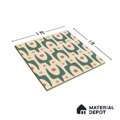 Moroccan Floor & Wall Tile TL 05092 Morissa Pale Olive 1 ft x 1 ft Ceramic Matte Finish - 9 mm | Suitable for Bathroom, Kitchen,  Balcony | Please Expect a Slight Variation of Pattern (Sample)