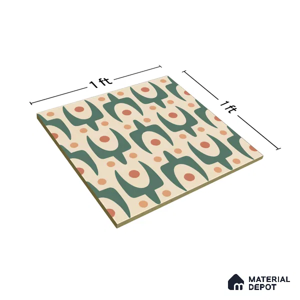 Moroccan Floor & Wall Tile TL 05092 Morissa Pale Olive 1 ft x 1 ft Ceramic Matte Finish - 9 mm | Suitable for Bathroom, Kitchen,  Balcony | Please Expect a Slight Variation of Pattern (Sample)
