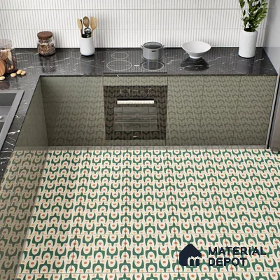 Moroccan Floor & Wall Tile TL 05092 Morissa Pale Olive 1 ft x 1 ft Ceramic Matte Finish - 9 mm | Suitable for Bathroom, Kitchen,  Balcony | Please Expect a Slight Variation of Pattern (Sample)