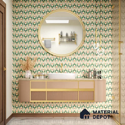 Moroccan Floor & Wall Tile TL 05092 Morissa Pale Olive 1 ft x 1 ft Ceramic Matte Finish - 9 mm | Suitable for Bathroom, Kitchen,  Balcony | Please Expect a Slight Variation of Pattern (Sample)
