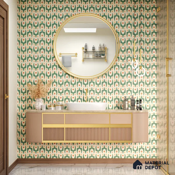 Moroccan Floor & Wall Tile TL 05092 Morissa Pale Olive 1 ft x 1 ft Ceramic Matte Finish - 9 mm | Suitable for Bathroom, Kitchen,  Balcony | Please Expect a Slight Variation of Pattern (Sample)