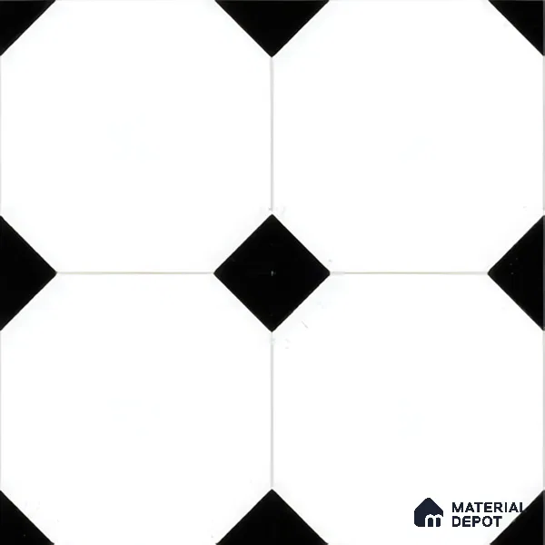 Moroccan Floor & Wall Tile TL 05052 Morissa Pentagon Monochrome Centre 1 ft x 1 ft Ceramic Matte Finish - 7.5 mm | Suitable for Bathroom, Kitchen,  Balcony | Please Expect a Slight Variation of Pattern