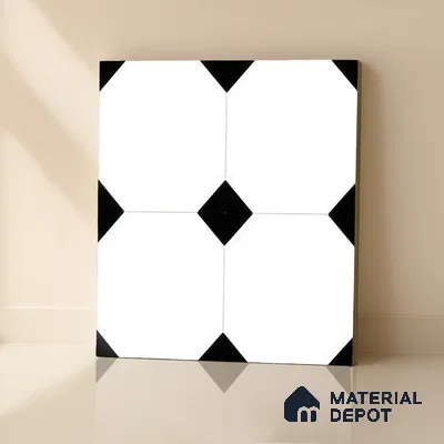 Moroccan Floor & Wall Tile TL 05052 Morissa Pentagon Monochrome Centre 1 ft x 1 ft Ceramic Matte Finish - 7.5 mm | Suitable for Bathroom, Kitchen,  Balcony | Please Expect a Slight Variation of Pattern