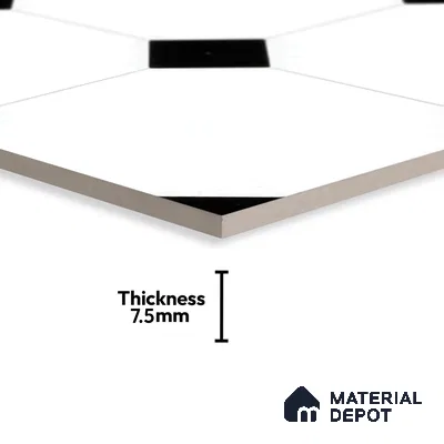 Moroccan Floor & Wall Tile TL 05052 Morissa Pentagon Monochrome Centre 1 ft x 1 ft Ceramic Matte Finish - 7.5 mm | Suitable for Bathroom, Kitchen,  Balcony | Please Expect a Slight Variation of Pattern