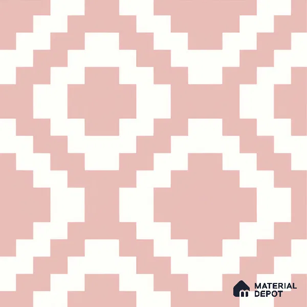 Moroccan Floor & Wall Tile TL 05078 Morissa Pink Stair 1 ft x 1 ft Ceramic Matte Finish - 8 mm | Suitable for Bathroom, Kitchen,  Balcony | Please Expect a Slight Variation of Pattern (Sample)