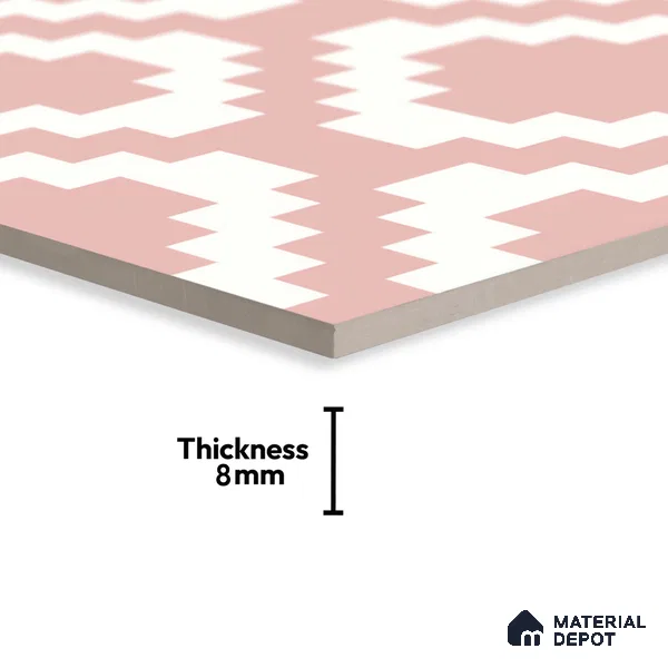 Moroccan Floor & Wall Tile TL 05078 Morissa Pink Stair 1 ft x 1 ft Ceramic Matte Finish - 8 mm | Suitable for Bathroom, Kitchen,  Balcony | Please Expect a Slight Variation of Pattern (Sample)