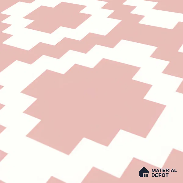 Moroccan Floor & Wall Tile TL 05078 Morissa Pink Stair 1 ft x 1 ft Ceramic Matte Finish - 8 mm | Suitable for Bathroom, Kitchen,  Balcony | Please Expect a Slight Variation of Pattern (Sample)