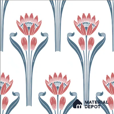 Floral Wall Tile TL 05072 Morissa Red Lotus 1 ft x 1 ft Ceramic Matte Finish - 8 mm | Suitable for Bathroom, Kitchen & Balcony | Please Expect a Slight Variation of Pattern (Sample)