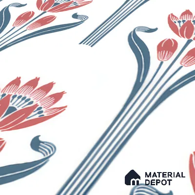 Floral Wall Tile TL 05072 Morissa Red Lotus 1 ft x 1 ft Ceramic Matte Finish - 8 mm | Suitable for Bathroom, Kitchen & Balcony | Please Expect a Slight Variation of Pattern (Sample)