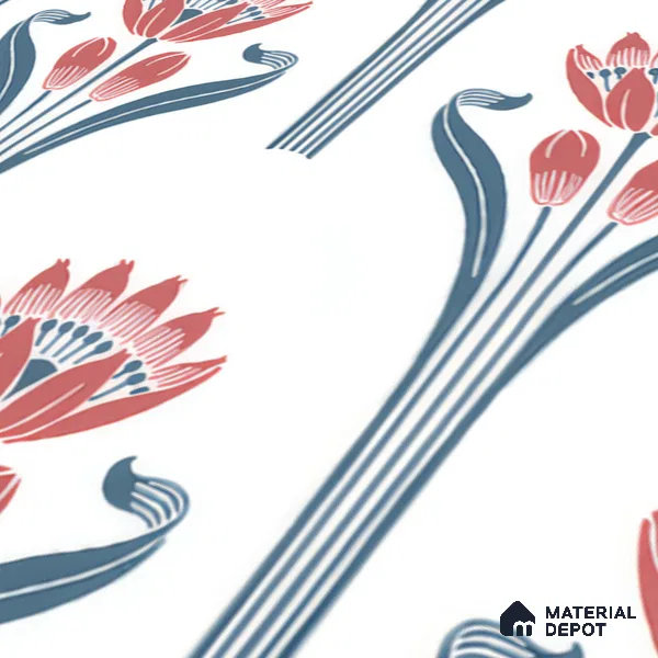 Floral Wall Tile TL 05072 Morissa Red Lotus 1 ft x 1 ft Ceramic Matte Finish - 8 mm | Suitable for Bathroom, Kitchen & Balcony | Please Expect a Slight Variation of Pattern (Sample)