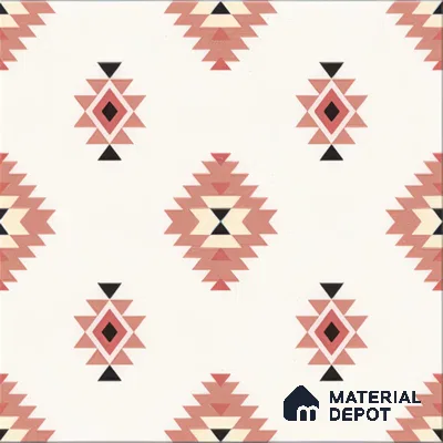 Moroccan Wall & Floor Tile TL 05083 Morissa Red Microbe 1 ft x 1 ft Ceramic Matte Finish - 9 mm | Suitable for Bathroom, Kitchen & Balcony | Please Expect a Slight Variation of Pattern (Sample)
