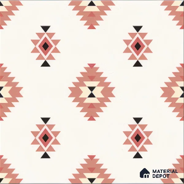 Moroccan Wall & Floor Tile TL 05083 Morissa Red Microbe 1 ft x 1 ft Ceramic Matte Finish - 9 mm | Suitable for Bathroom, Kitchen & Balcony | Please Expect a Slight Variation of Pattern (Sample)