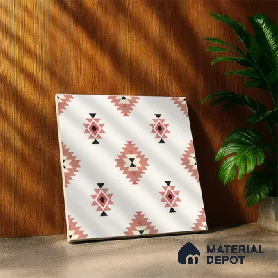 Moroccan Wall & Floor Tile TL 05083 Morissa Red Microbe 1 ft x 1 ft Ceramic Matte Finish - 9 mm | Suitable for Bathroom, Kitchen & Balcony | Please Expect a Slight Variation of Pattern (Sample)