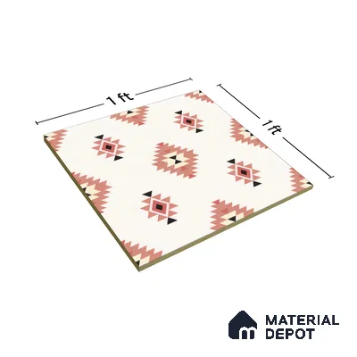 Moroccan Wall & Floor Tile TL 05083 Morissa Red Microbe 1 ft x 1 ft Ceramic Matte Finish - 9 mm | Suitable for Bathroom, Kitchen & Balcony | Please Expect a Slight Variation of Pattern (Sample)