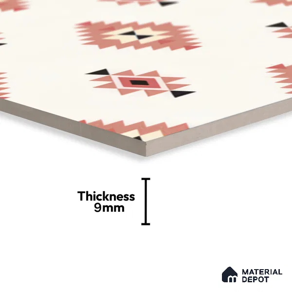 Moroccan Wall & Floor Tile TL 05083 Morissa Red Microbe 1 ft x 1 ft Ceramic Matte Finish - 9 mm | Suitable for Bathroom, Kitchen & Balcony | Please Expect a Slight Variation of Pattern (Sample)