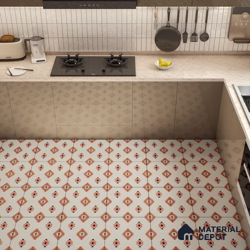 Moroccan Wall & Floor Tile TL 05083 Morissa Red Microbe 1 ft x 1 ft Ceramic Matte Finish - 9 mm | Suitable for Bathroom, Kitchen & Balcony | Please Expect a Slight Variation of Pattern