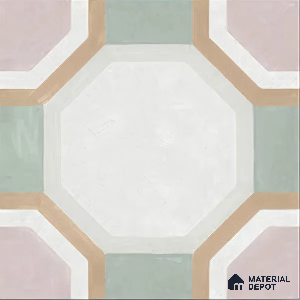 Moroccan Floor & Wall Tile TL 05095 Morissa Sage Green 1 ft x 1 ft Ceramic Matte Finish - 9 mm | Suitable for Bathroom, Kitchen,  Balcony | Please Expect a Slight Variation of Pattern