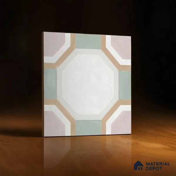Moroccan Floor & Wall Tile TL 05095 Morissa Sage Green 1 ft x 1 ft Ceramic Matte Finish - 9 mm | Suitable for Bathroom, Kitchen,  Balcony | Please Expect a Slight Variation of Pattern