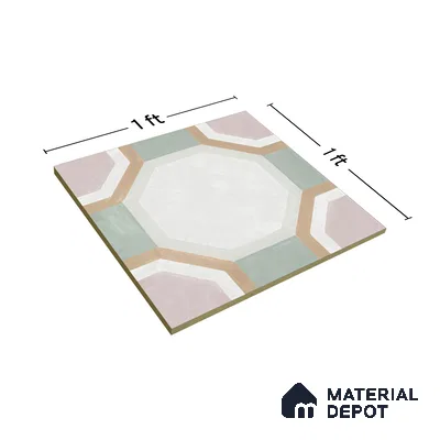 Moroccan Floor & Wall Tile TL 05095 Morissa Sage Green 1 ft x 1 ft Ceramic Matte Finish - 9 mm | Suitable for Bathroom, Kitchen,  Balcony | Please Expect a Slight Variation of Pattern