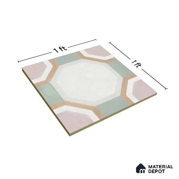 Moroccan Floor & Wall Tile TL 05095 Morissa Sage Green 1 ft x 1 ft Ceramic Matte Finish - 9 mm | Suitable for Bathroom, Kitchen,  Balcony | Please Expect a Slight Variation of Pattern