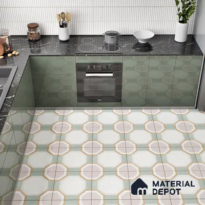 Moroccan Floor & Wall Tile TL 05095 Morissa Sage Green 1 ft x 1 ft Ceramic Matte Finish - 9 mm | Suitable for Bathroom, Kitchen,  Balcony | Please Expect a Slight Variation of Pattern